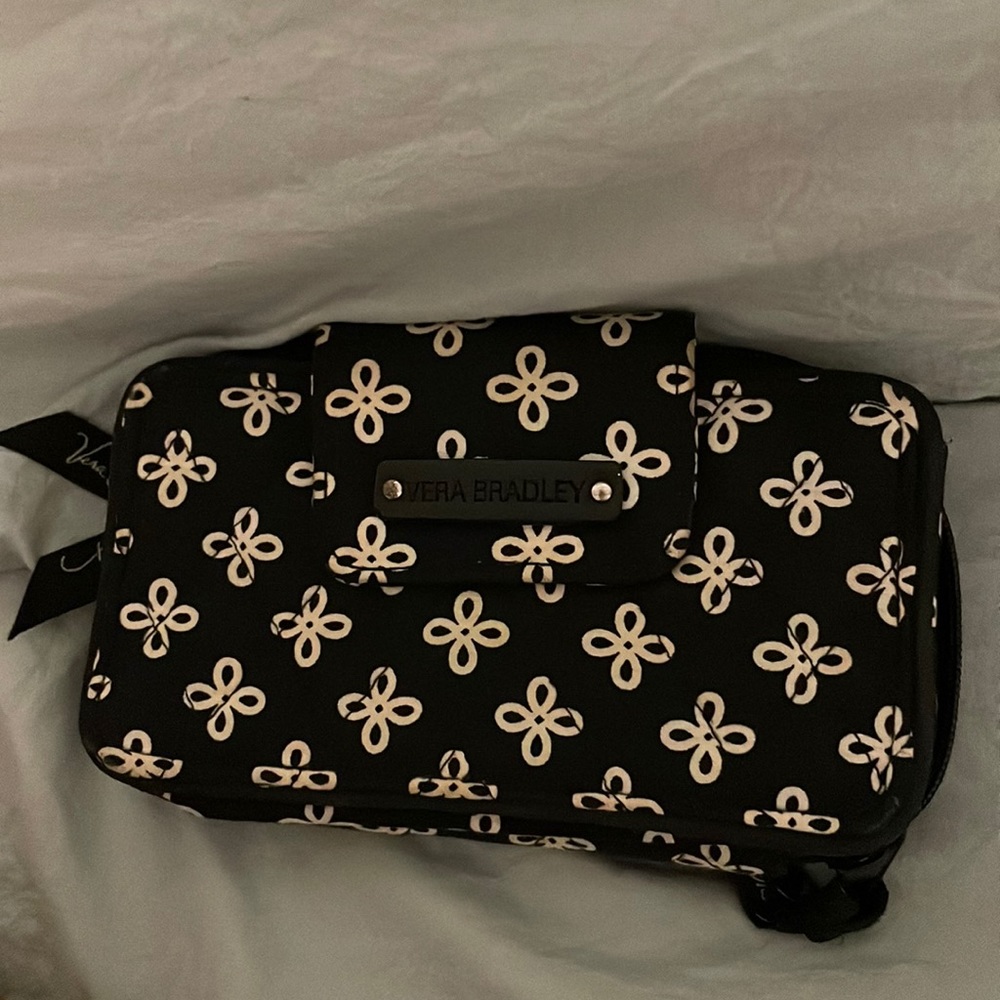 Vera Bradley black smartphone wallet with black lanyard included